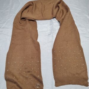 Michael Kors Camel Knit Logo Tag Scarf
